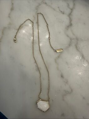 Melanie Auld gold vermeil White Stone Pendant Necklace